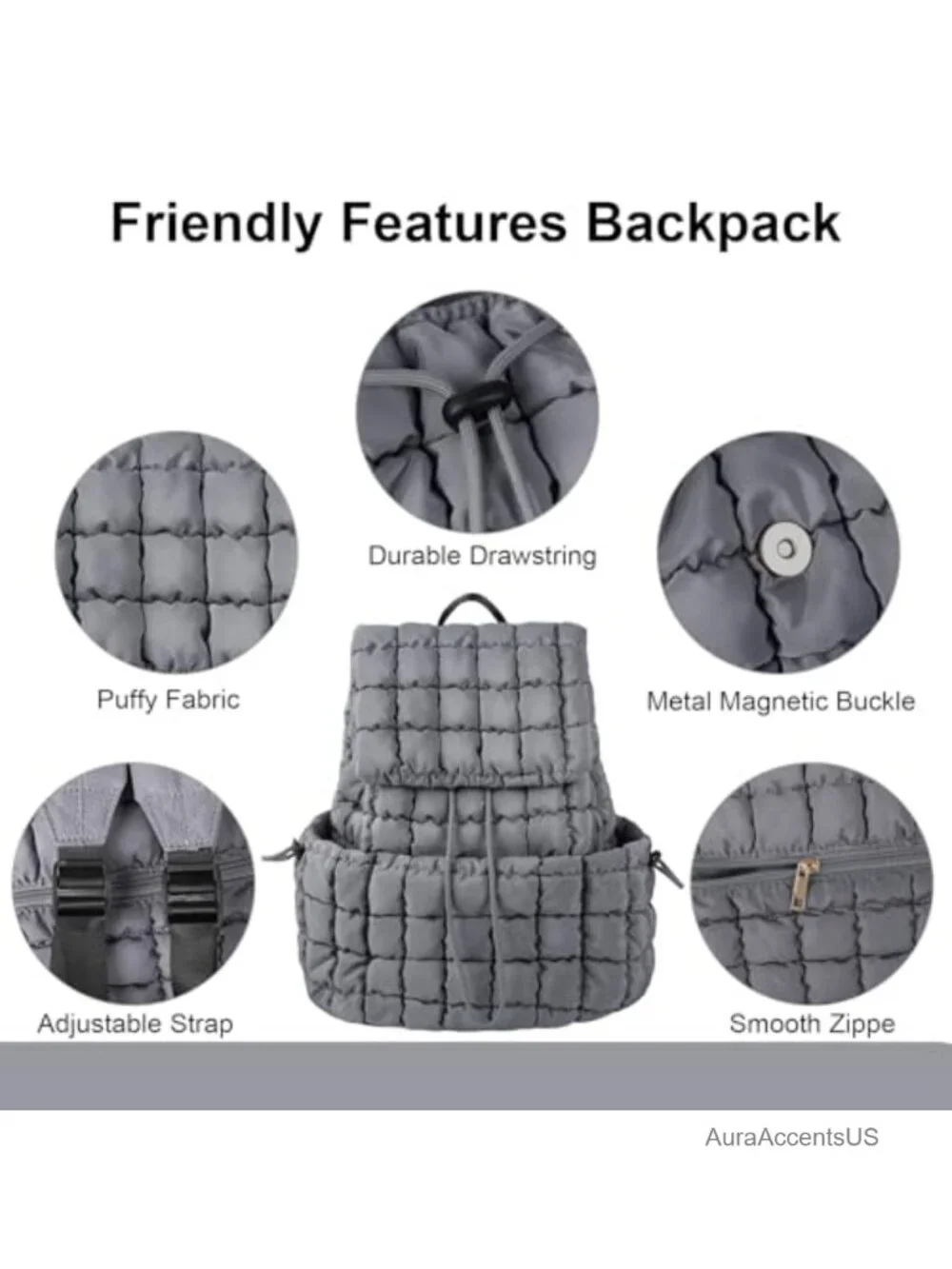 Quilted Nylon Backpack Purse for Women Lightweight Puffer Daypack